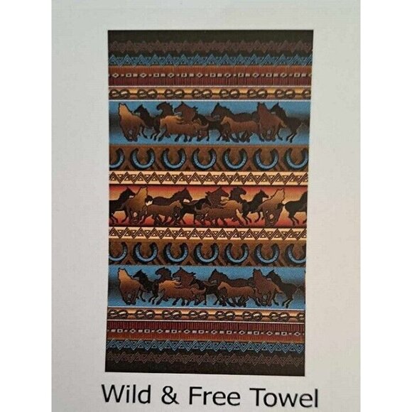 New Wild Free Horses Large Southwest Bath Beach Pool Gift Towel Horse Horseshoe - Picture 2 of 4
